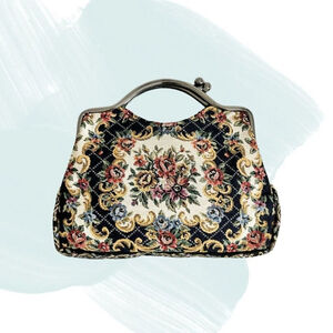 Vintage 60s 70s Bohemian Floral Tapestry Clutch Bag - Multicolor